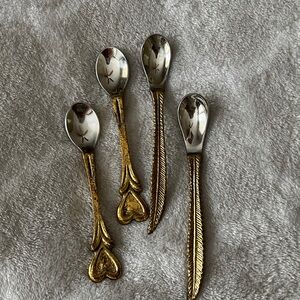 Gold and Silver Heart Handle Spoons